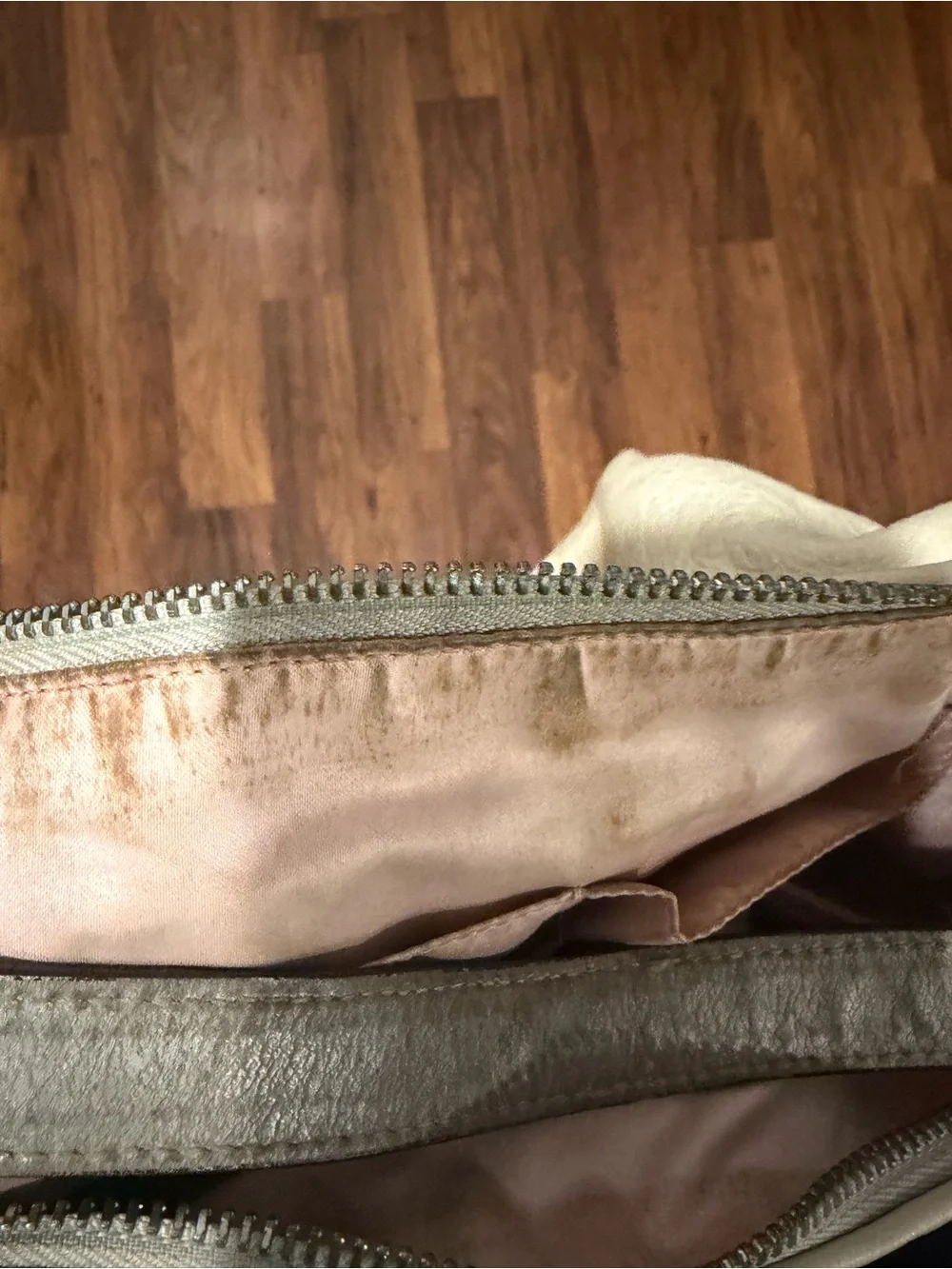 Coach Ashley Cream Leather Hobo with Metallic Trim and Dark Handles